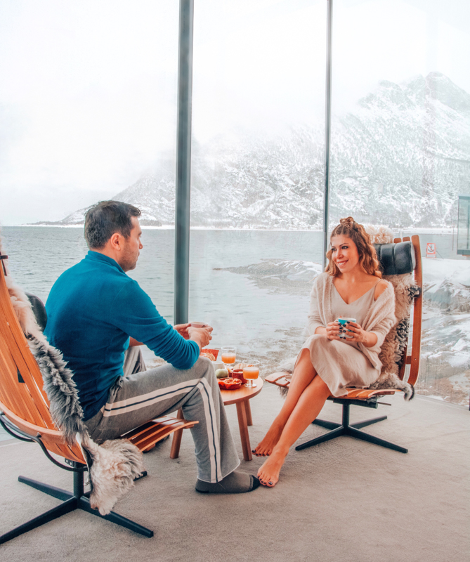 manshausen adası lofoten norveç deniz kabini otel